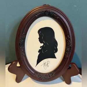 Folk Art TIM ARNOLD Custom Hand Cut 1990 Silhouette Girl Long Hair Framed Oval